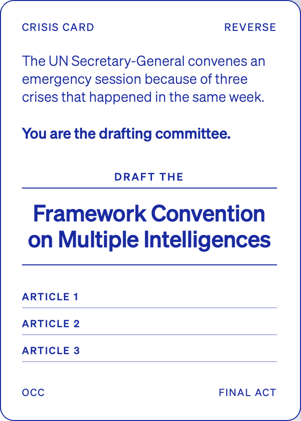 Crisis card, reverse: the summons and the convention to draft